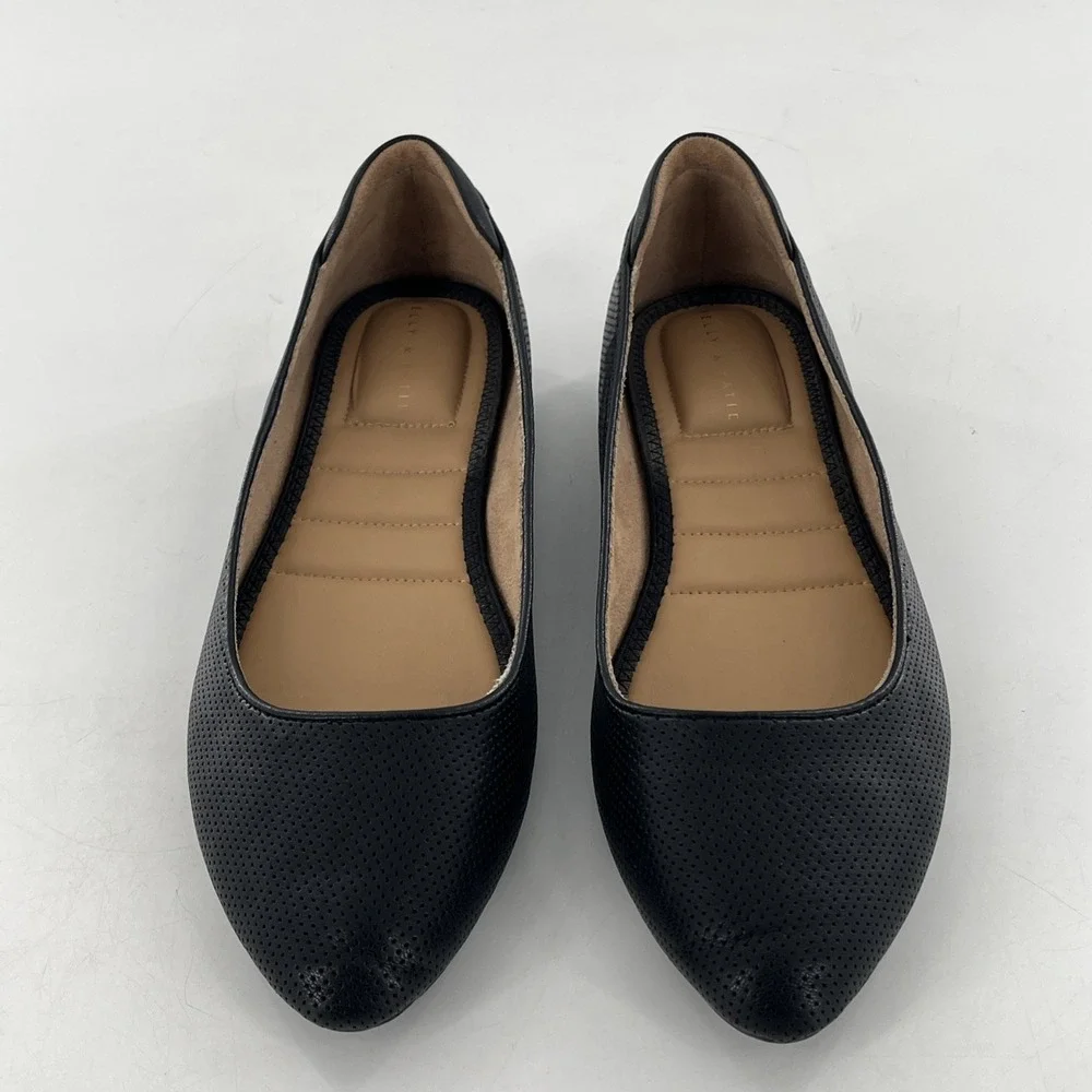 Kelly & Katie Ballet Flat Womens‎ Black 11 M Laser Cut Perfoated Slip On Arlie